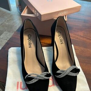 Pollini Black Heels with Elegant Silver Accents